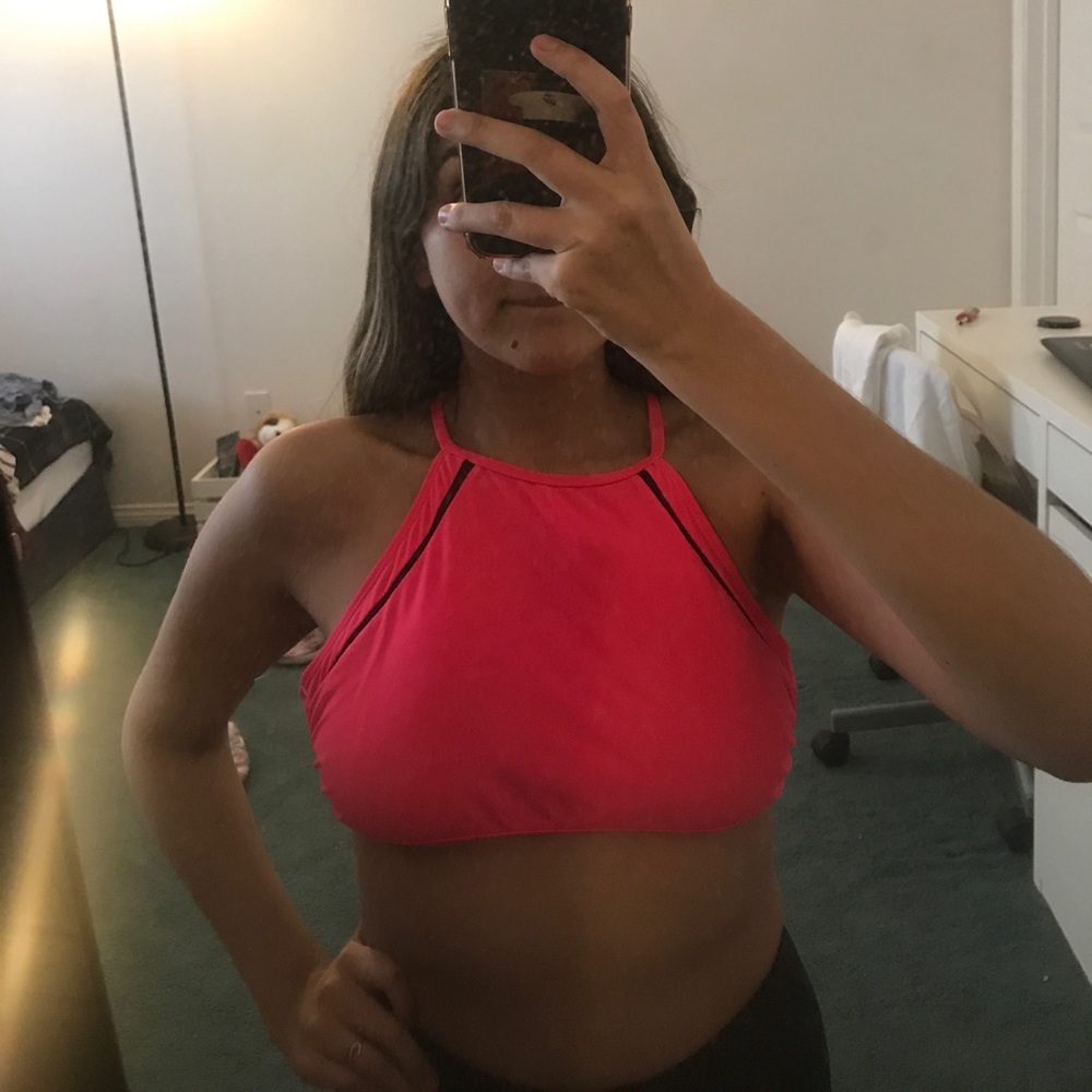 Neon pink bikini top